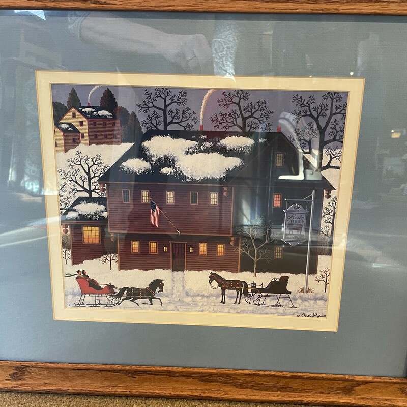 Red Sheep Inn, by Charles Wyzocki
19.5in x 22.2in
Nice oak frame and blue mat in great condition - a classic print.