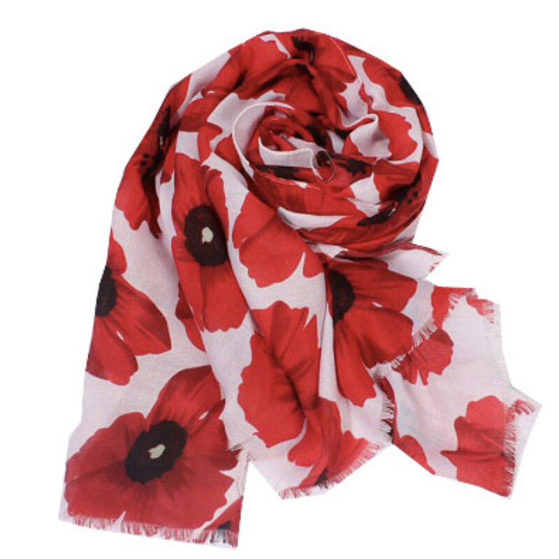 White Poppy Scarf Fundraiser for the Stirling Legion Poppy Fund. Scarves are Brand New and available with a navy background as well.