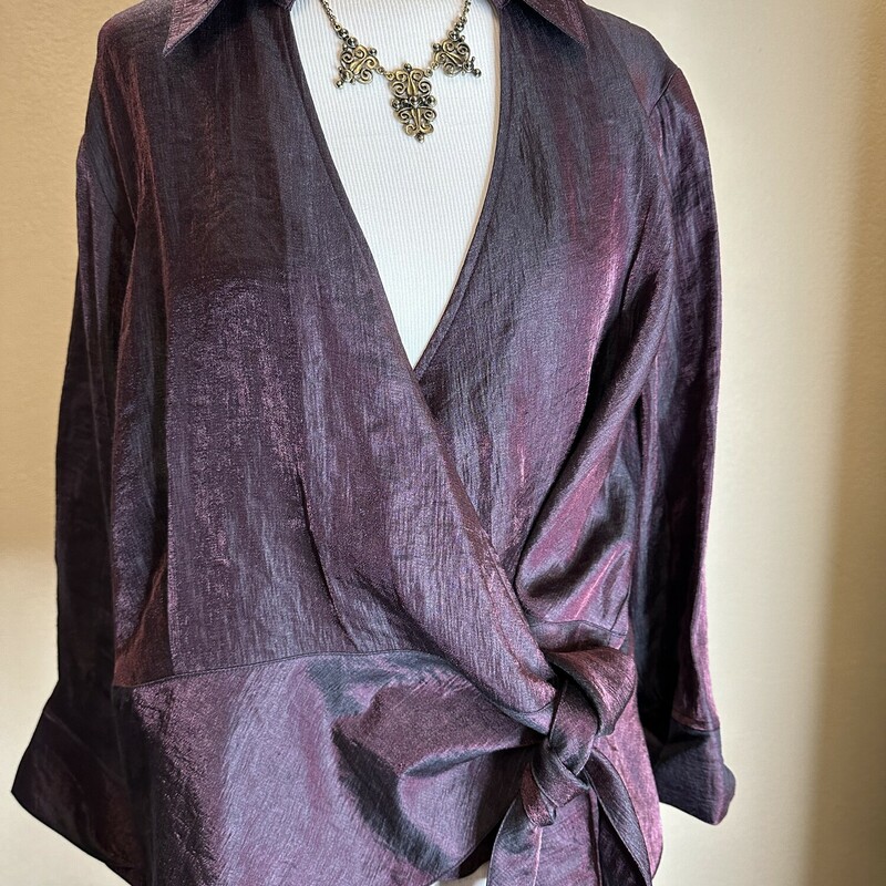 Coldwater Creek Wrap Top with detailed split sleeve.Beautiful and ready for the holidays or any special event !
