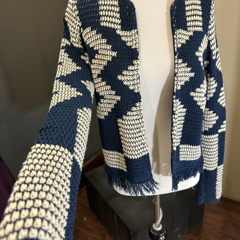 MaliParmi Short Shrug, Blue/wht, Size: XS Short Shrug with Fringes is a steal at $27.99.  It would be a beatuiful addition to your collection.  What a deal!