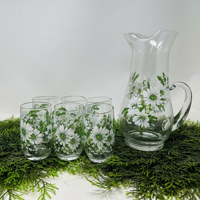 Daisy Glass Pitcher + Cup