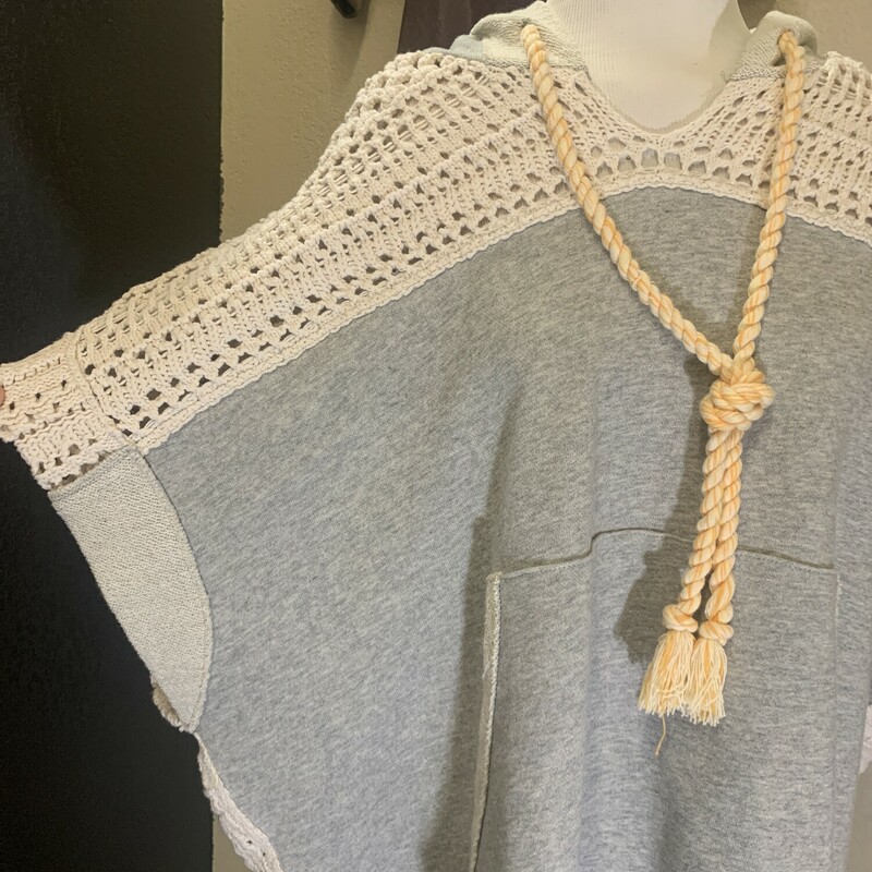 Free People Crocheted Hoodie,Gray and Ivory  Size: XSmall Super Hoodie !! This is a must have!