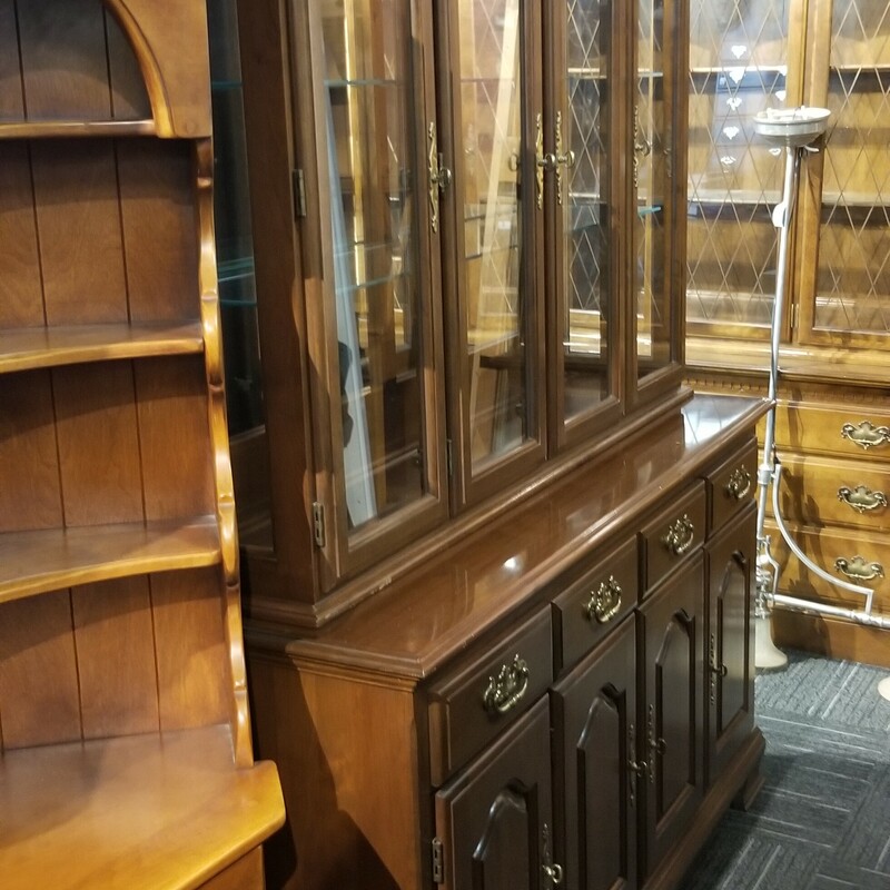 Cherry china cabinet. 59in wide 20in deep 77in high.