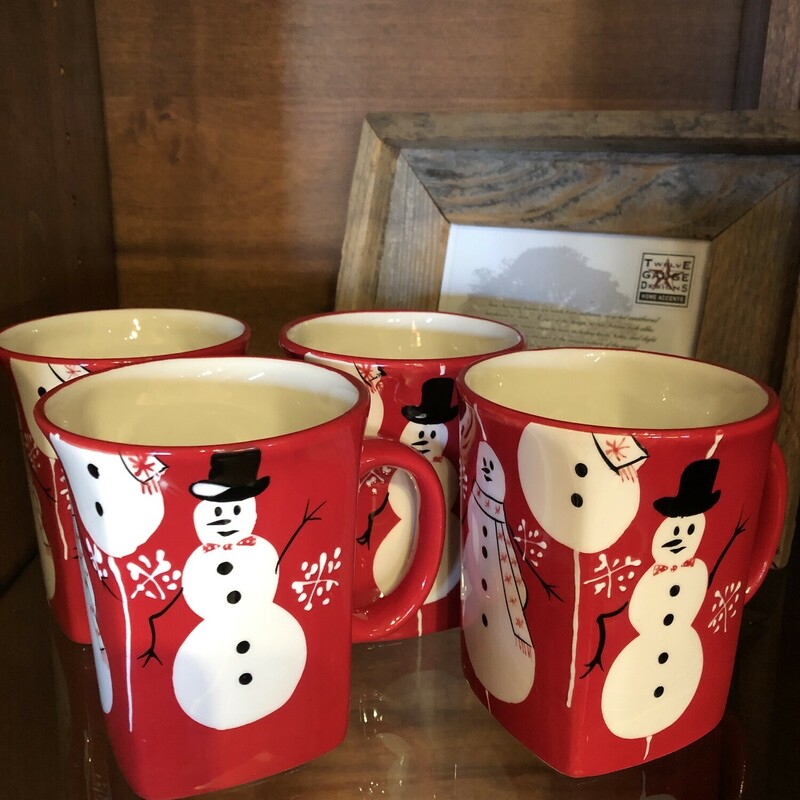 Set Of 4 Snowman Mugs