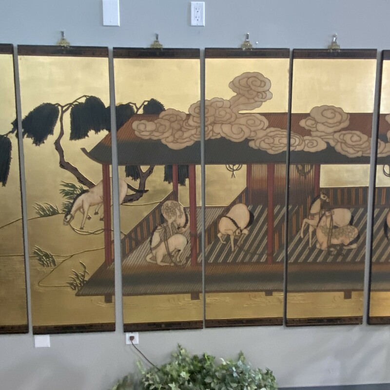 6pc. Gold Horses Mural