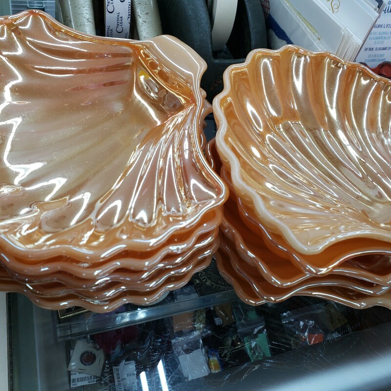 F K Lustre Swirl Dinner Ware Bowl, Peach, Set of 10!!!  8.5 In<br />
Contact store for shipping estimate<br />
Also have 10 Lustre shell dishes available