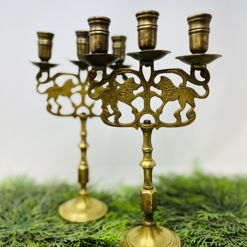 Brass Lion Candle Stick S