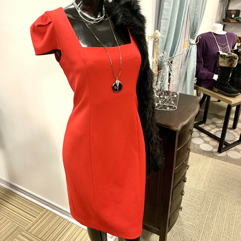 Judith&Charles Capsleeve dress,
Colour: Red,
Size: 8,
Fully lined