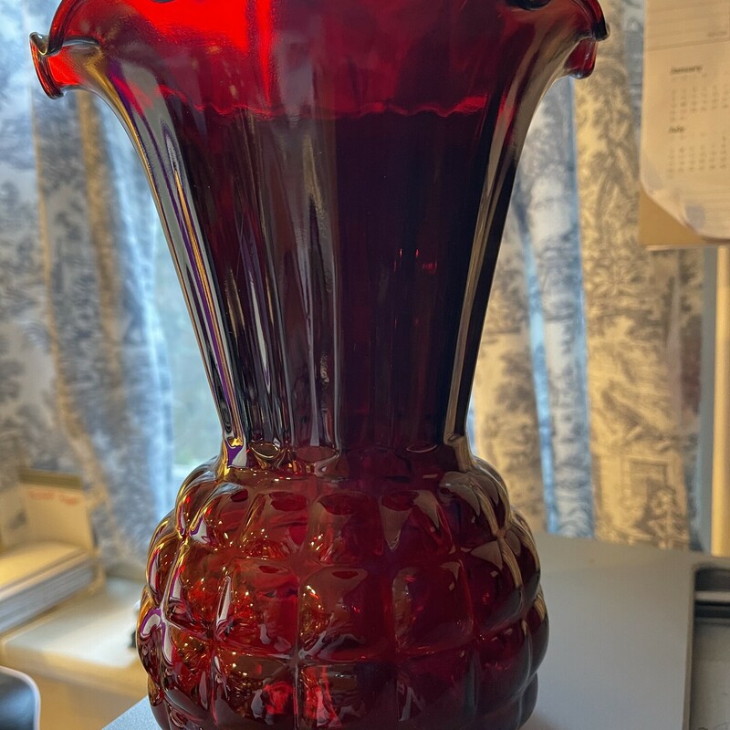 Ruby Glass Pineapple Vase