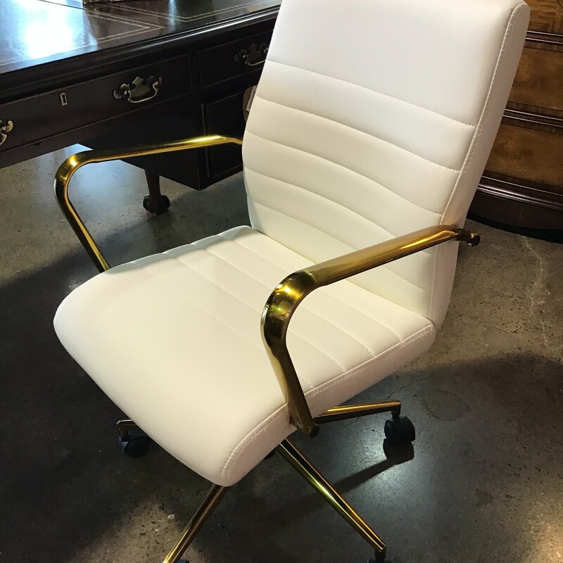 White & Gold Desk Chair