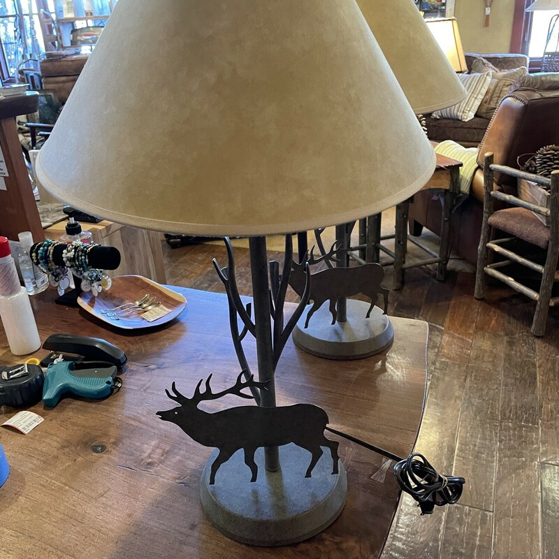 Set Of 2 Iron Moose Lamps