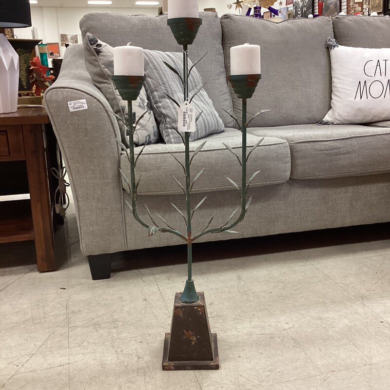 3 Prong Candle Stick, Green, Metal
16 In W x36 In T