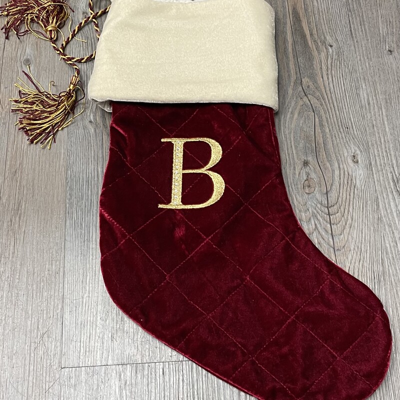 Initial B Stocking, Red, Size: None