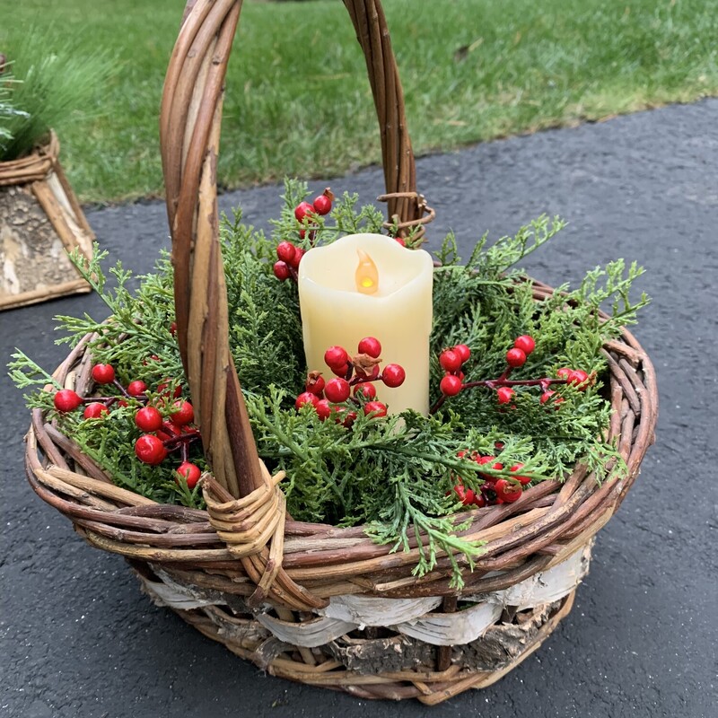 Birch Basket With Candle