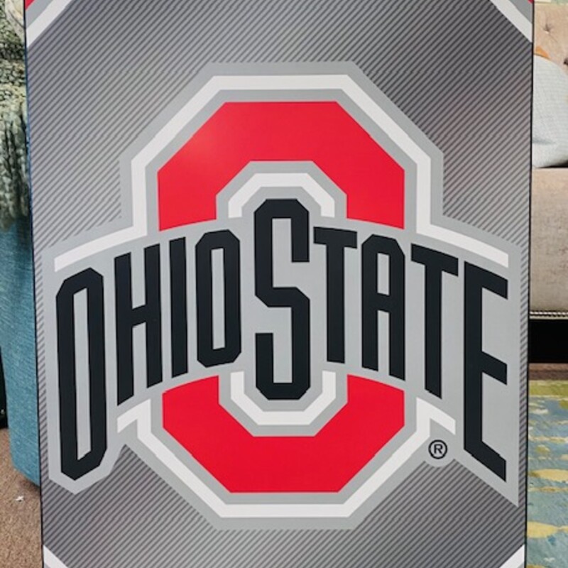 Ohio State Wood Wall Plaque
Gray Red Black White Size: 22 x 34H
