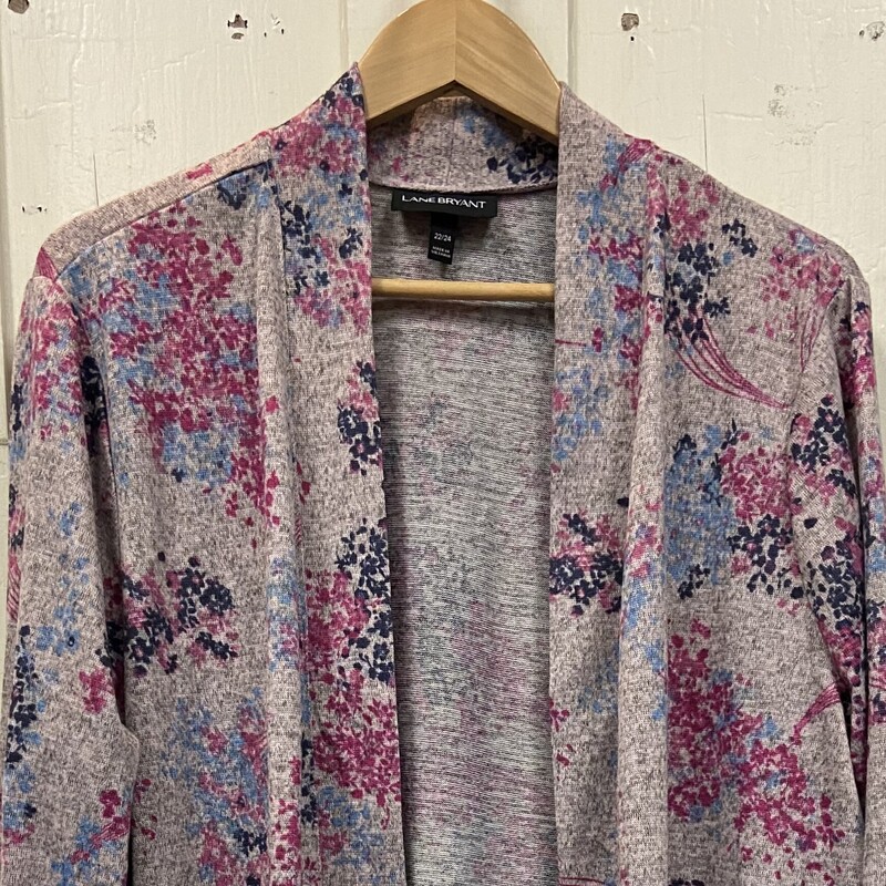 Gry Pnk Floral Cardigan