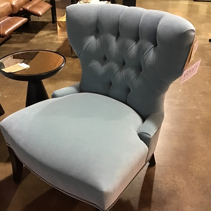 Blue Tufted Slipper Chair