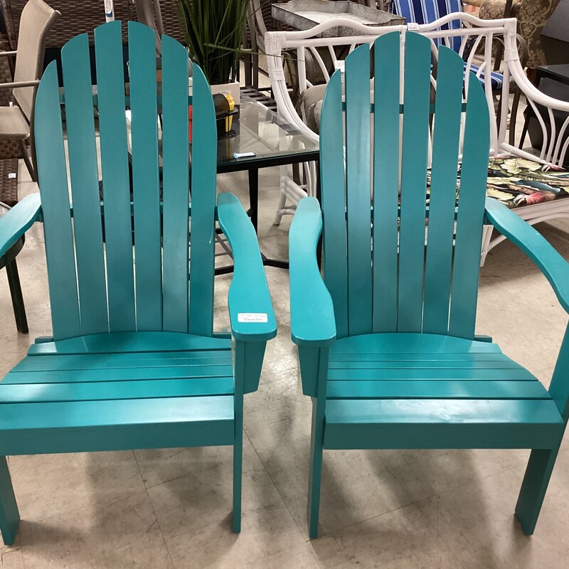 Outdoor Adirondack Chairs, Teal, Set of 2