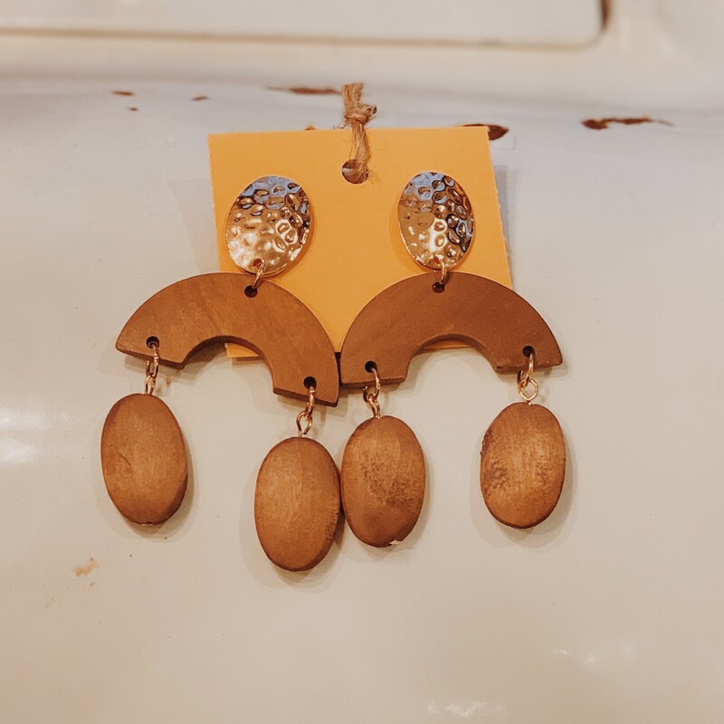 These adorable wooden earrings measure 3.5 inches long!