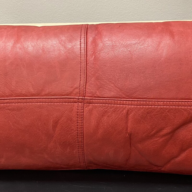 Pottery Barn Leather Lumbar Pillow, Red, Size: 24x12 Inch