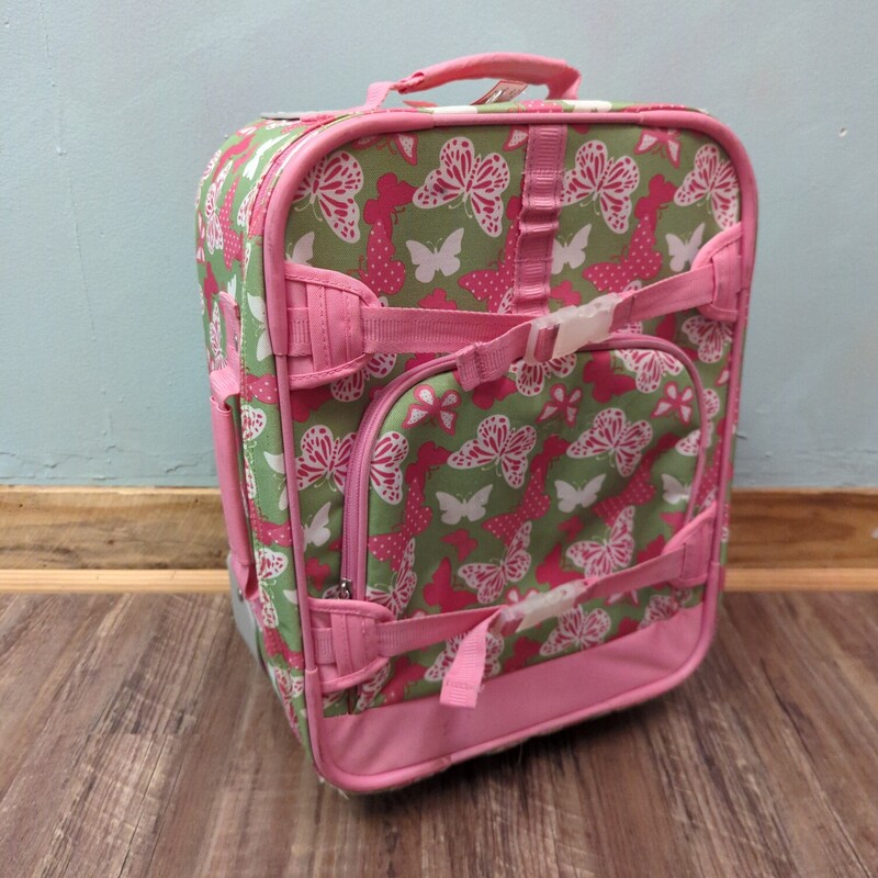 Butterfly Print Suitcase, Pink/Gre, Size: Accessorie