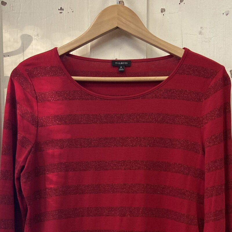Red/shimmer Stripe LS Tee