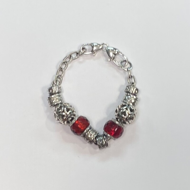 Slv/red Charm Bracelet