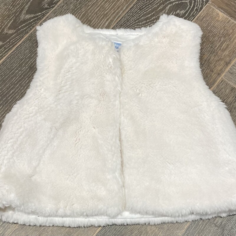 Jacadi Faux Fur Vest, White, Size: 18M