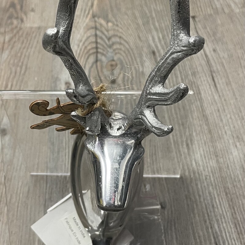 Reindeer Stocking Holder, Silver, Size: NEW