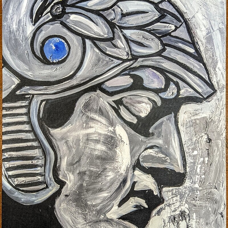 Guardian Side Profile Painted Canvas
Black Gray Blue Size: 12 x 18H