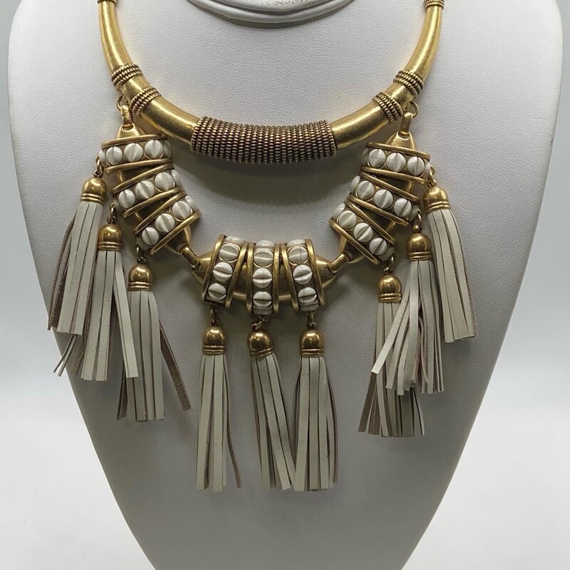 Gl/cr Lthr Tssle Necklace