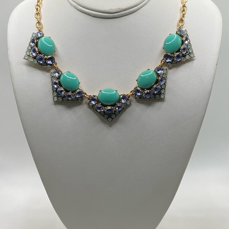 Gld/trq/blu Bead Necklace