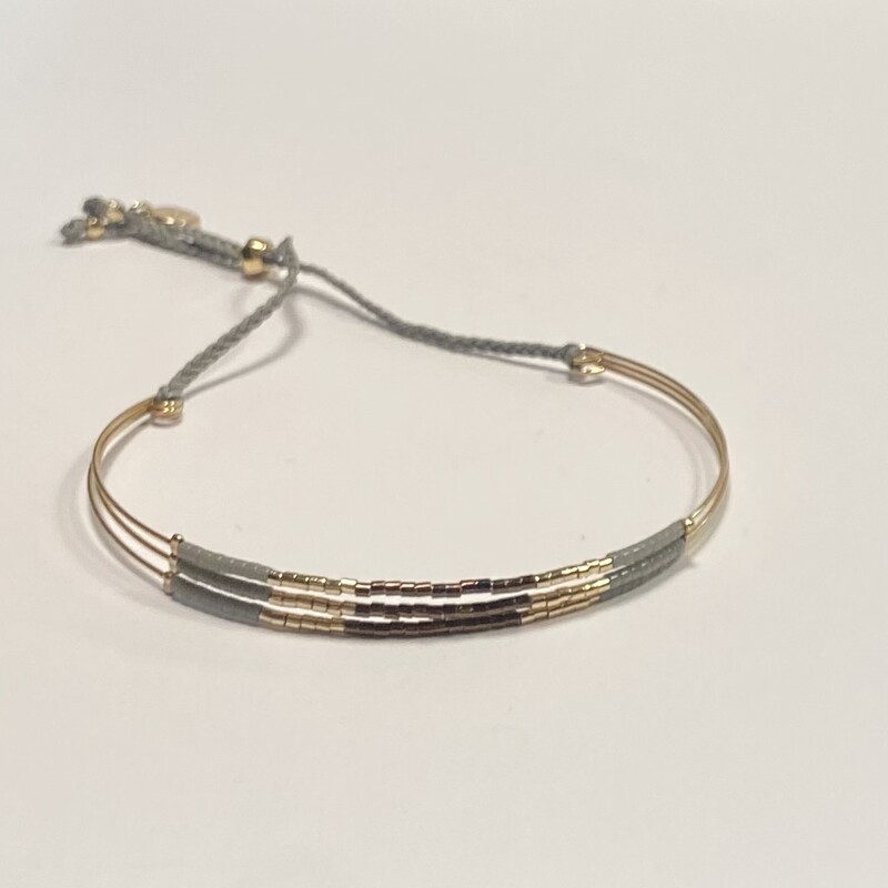 Gld Wire/gy Bead Bracelet
