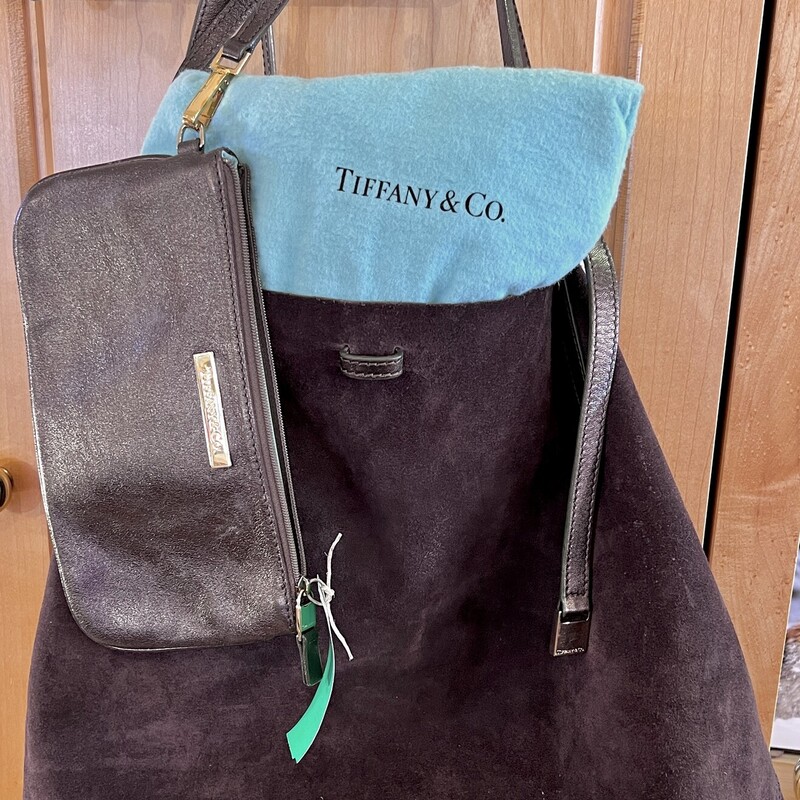 Suede Tiffany saddle bag with purse and Tiffany blue bag