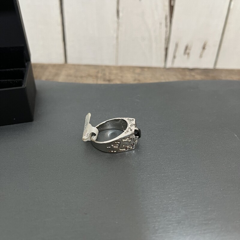 Ring Sterling & Onyx, Size: 10