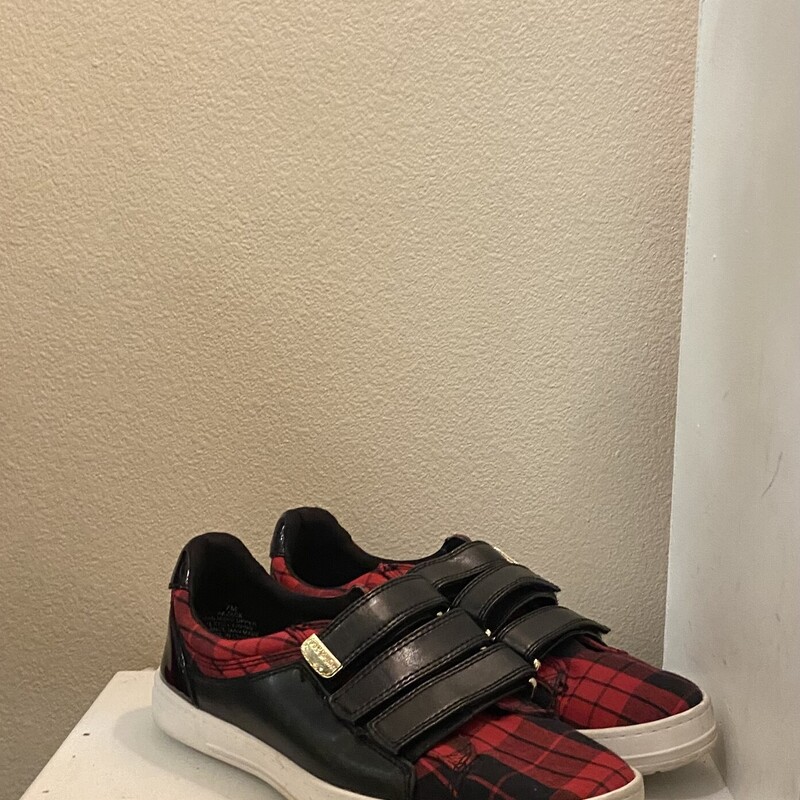 Rd/bk Plaid Lther Sneaker