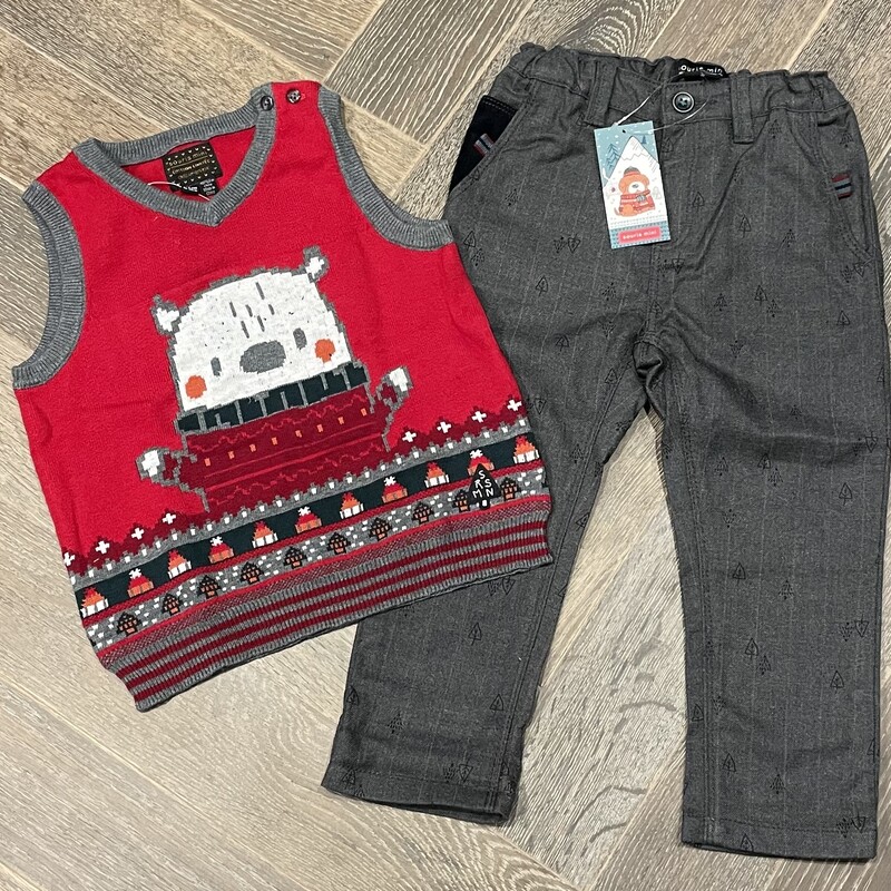 Souris Mini 2 Piece Set, Red/Grey, Size: 2-3Y
Includes pants and vest sweater
New with tags