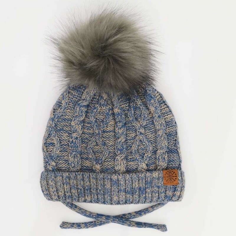 Hat With Pom S18-3 Gr/blu, Gray, Size: Hat Winter