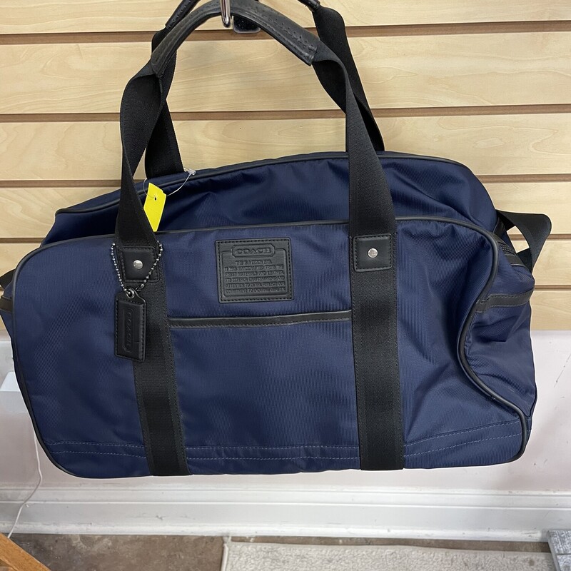 Coach Duffel /Travel bag Navy Black with a Cross Body Strap Size: As Is