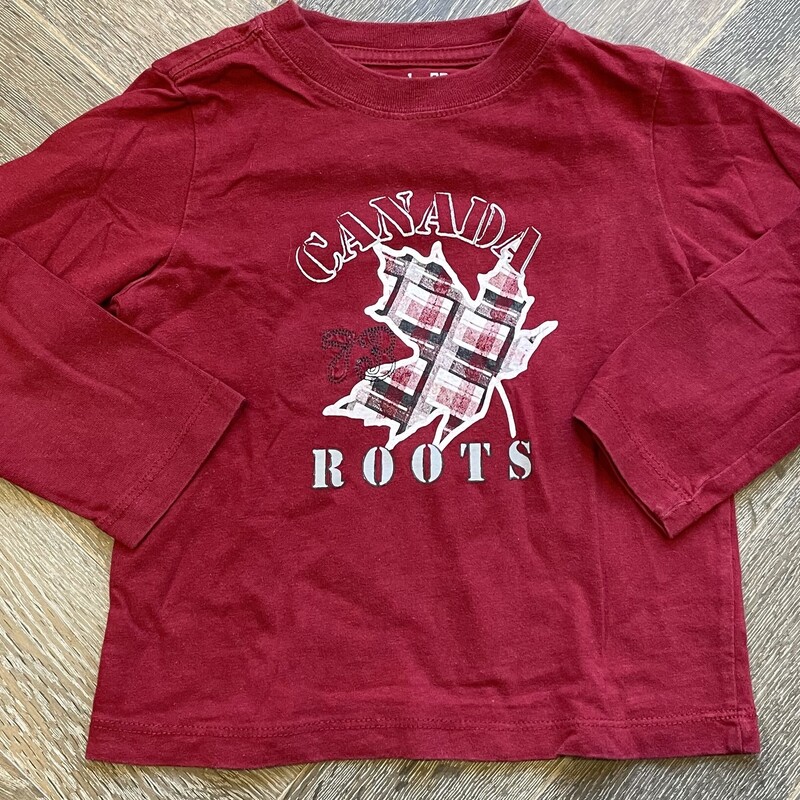 Roots LS Tee, Red, Size: 2Y
