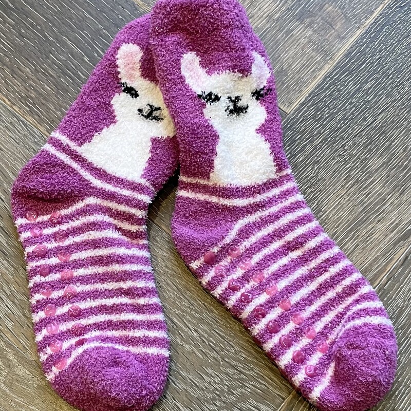 Llama Soft Socks-Grippers on the bottom, Fuchsia, Size: Shoe7-9T