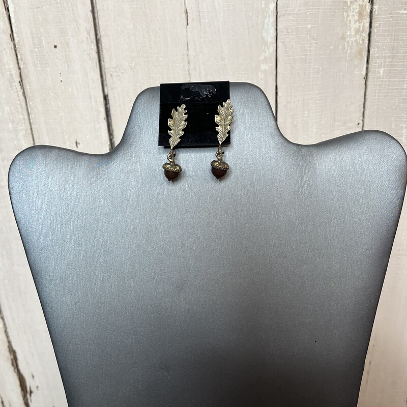 Acorn Earrings, Brown, Size: Medium