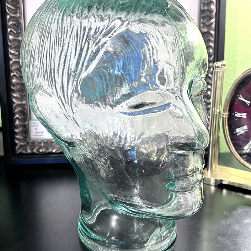 Head Hollow Glass, Green, Size: 10\" H