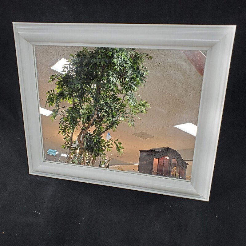 Framed Mirror, White, Size: 14x17
