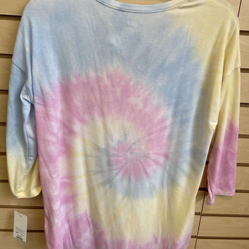 NWT So Top, 3/4 Sleeves, Pastel Tie-Dye Printm V Neck and Front Left Pocket, Size: Small