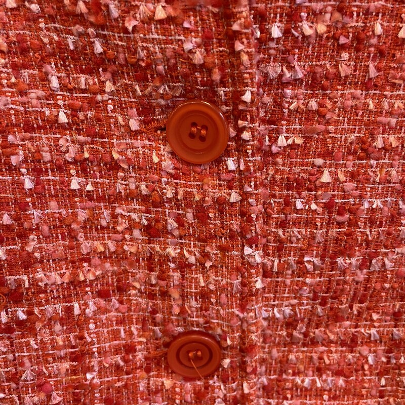 NWT Coldwater Creek Tweed Jacket, Orange with Hints of Pink Button Front, Size: 1x