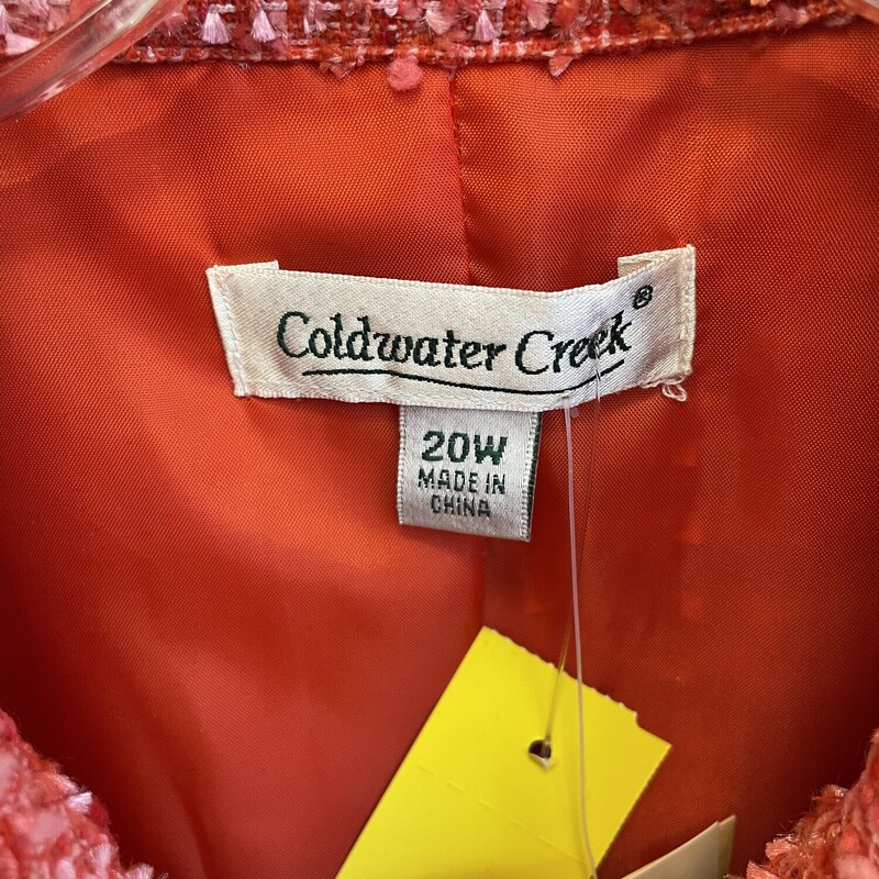 NWT Coldwater Creek Tweed Jacket, Orange with Hints of Pink Button Front, Size: 1x