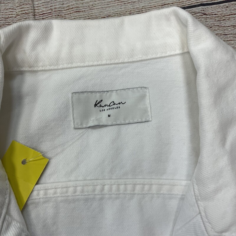 New Kancan Cropped Denim Jacket, White, Front and Side Pockets, Size: Medium