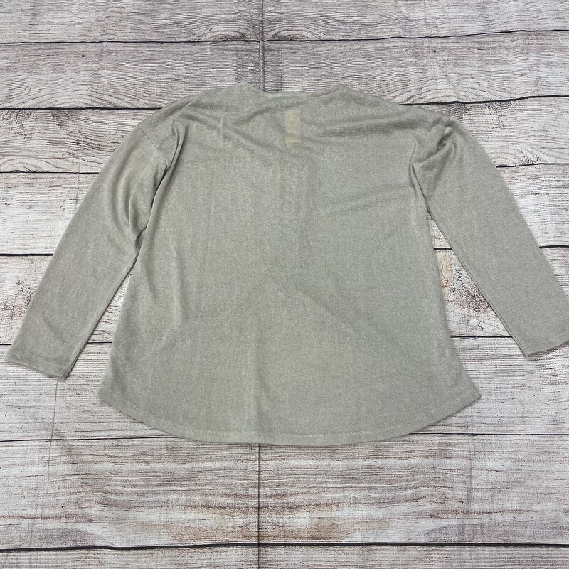 Soft Surroundings Top, LS, Khaki, 1/2 Zipper Front with a Large Gold Pull, Size: XL