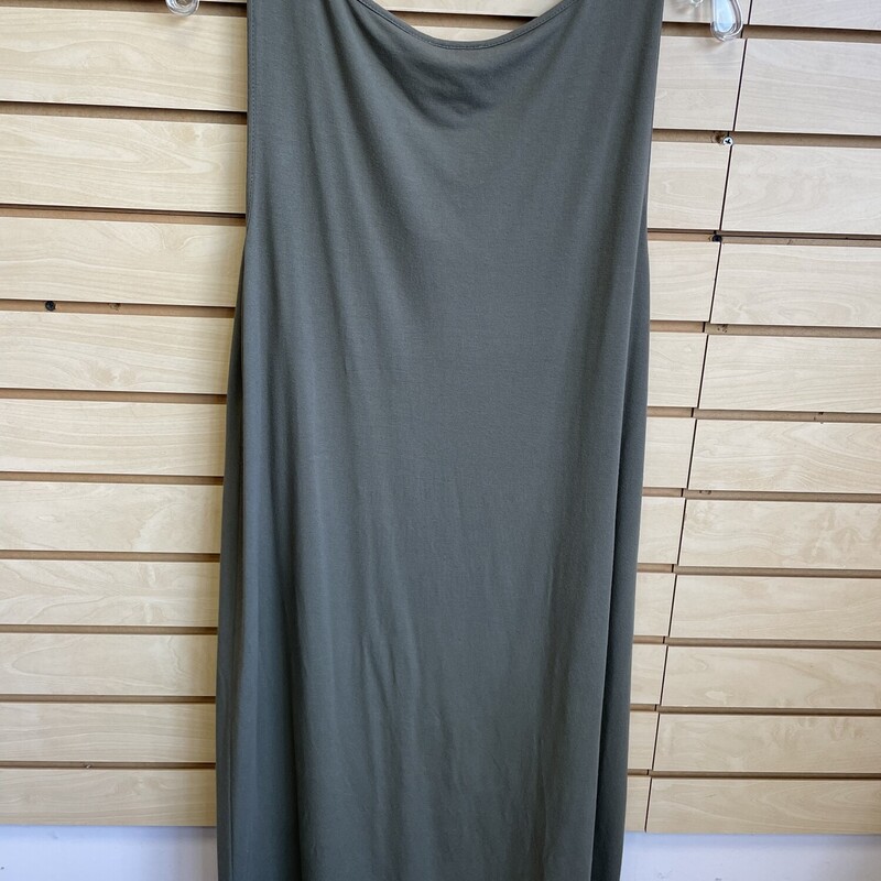 J Jill Tank Dress, Mid Calf Length, Army Green, Strech Fabric, Size: Medium